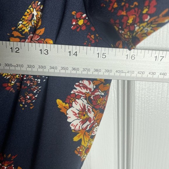 ModCloth Dress Womens S Sentimental Floral Navy Blue Fit and Flare V-Neck - Picture 4 of 7